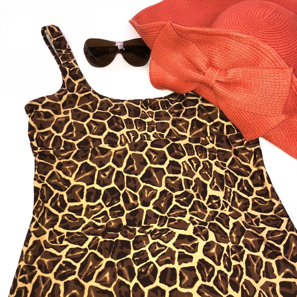 Vintage Nicole Miller Animal Print Swim Dress